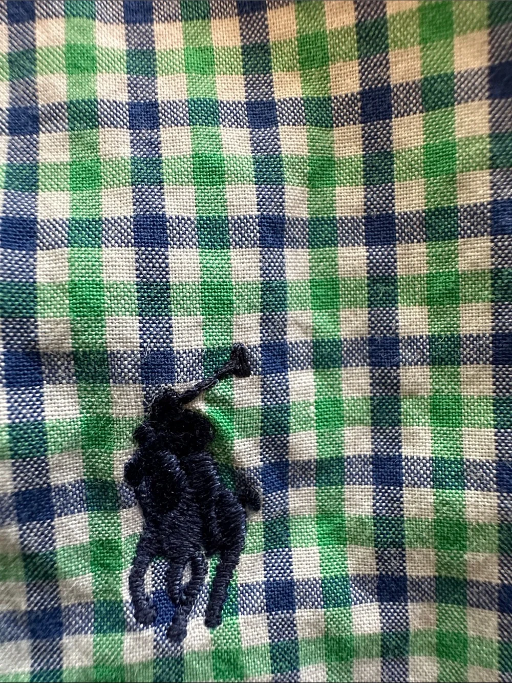 Ralph Lauren Boys Green and Blue Check Button-Down Shirt- Size 6